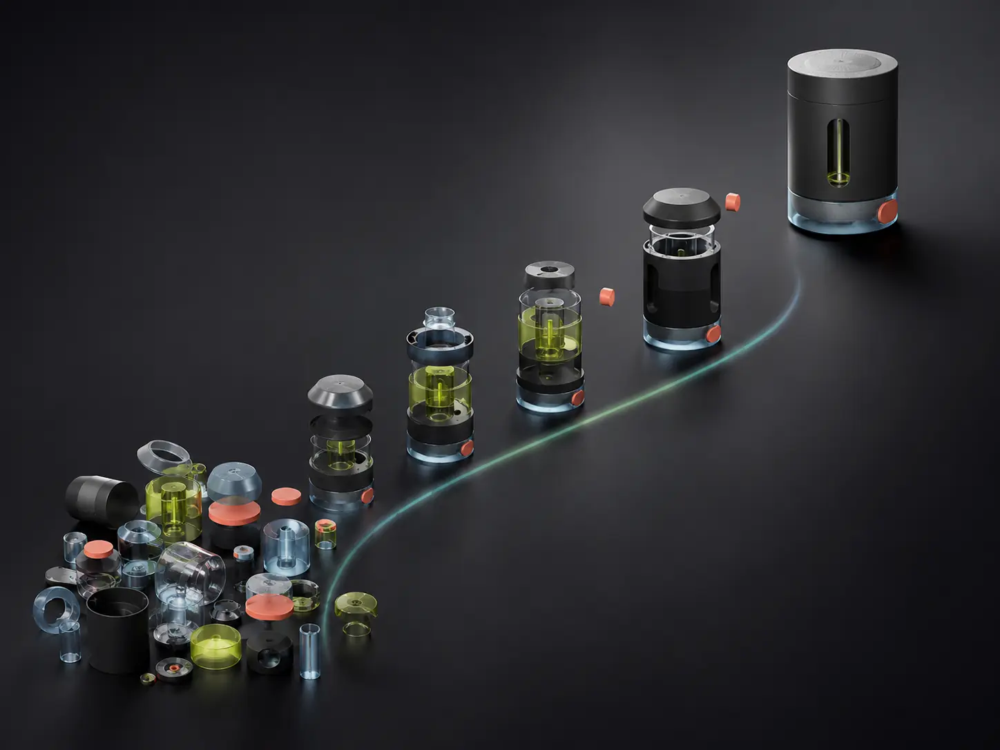 Colorful modular objects assembling from complexity into one resolved product form